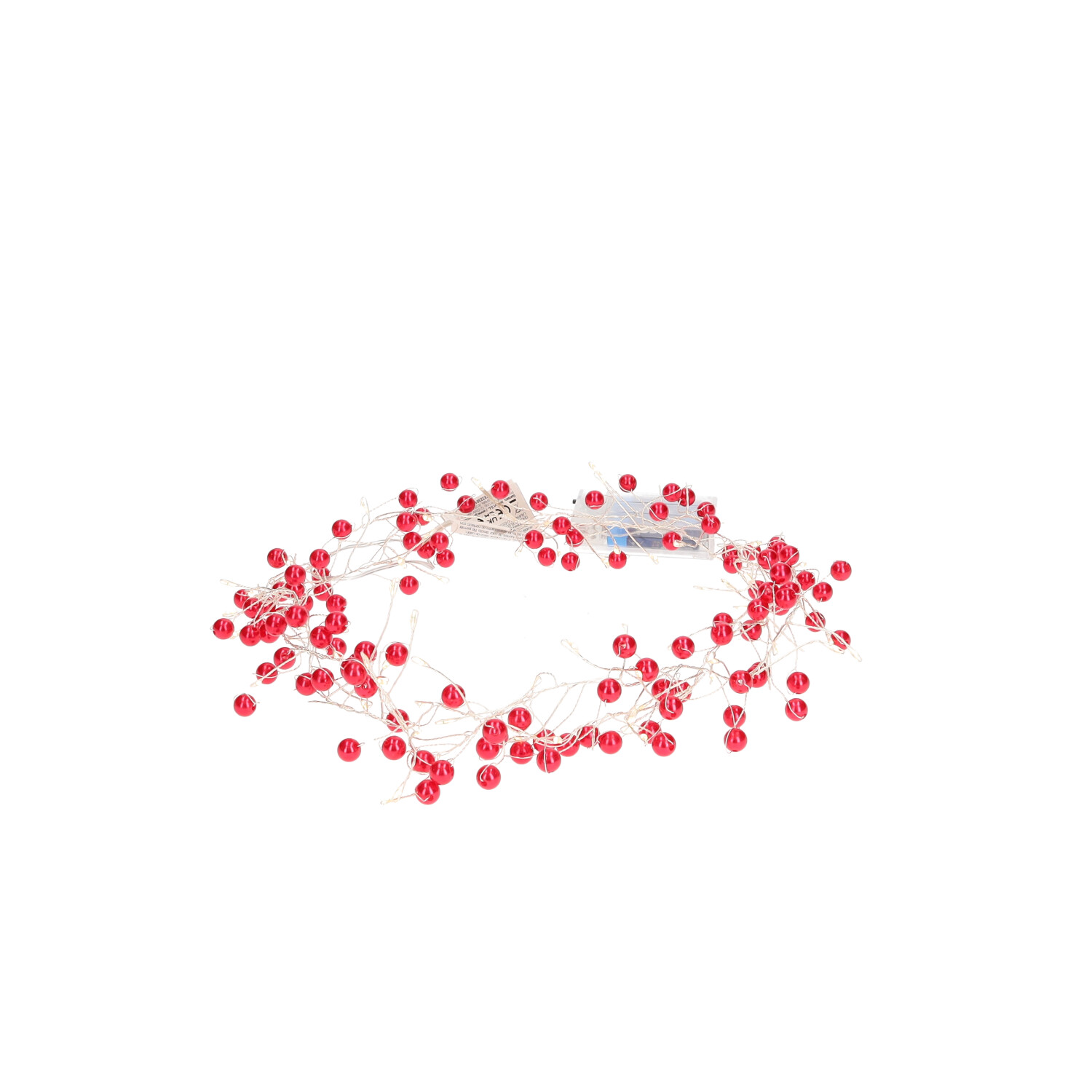Guirnalda LED de perlas rojas 1,5M Luz cálida