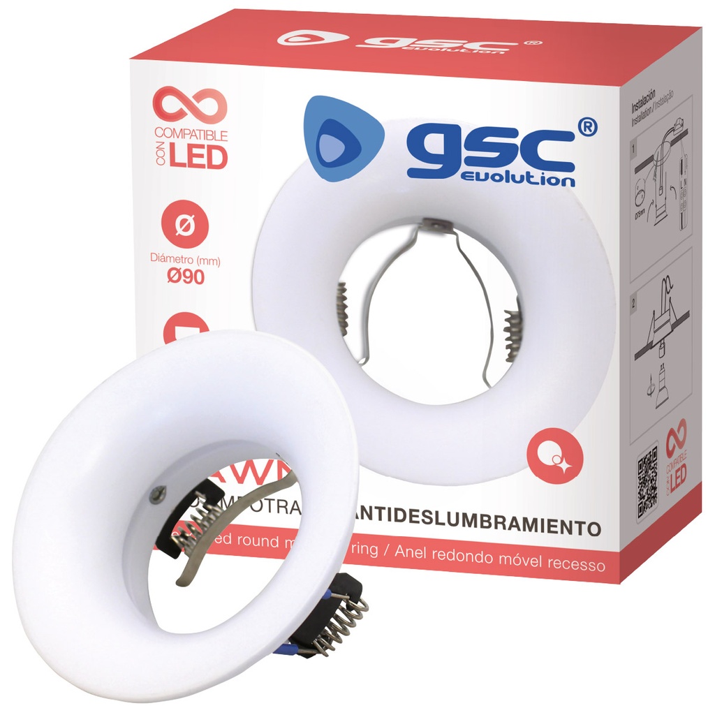 Aro redondo empotrable Pawne antideslumbramiento Blanco