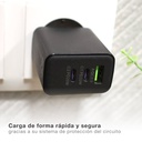 Cargador 230V a 3 USB: 1xQC3.0 + 2xTipo C