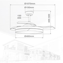 Ventilador techo Likasi con luz CCT regulable y mando Ø107 3 aspas retráctiles DC Negro