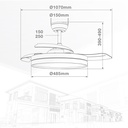Ventilador techo Lugela con luz CCT regulable y mando Ø107 3 aspas retráctiles DC Níquel