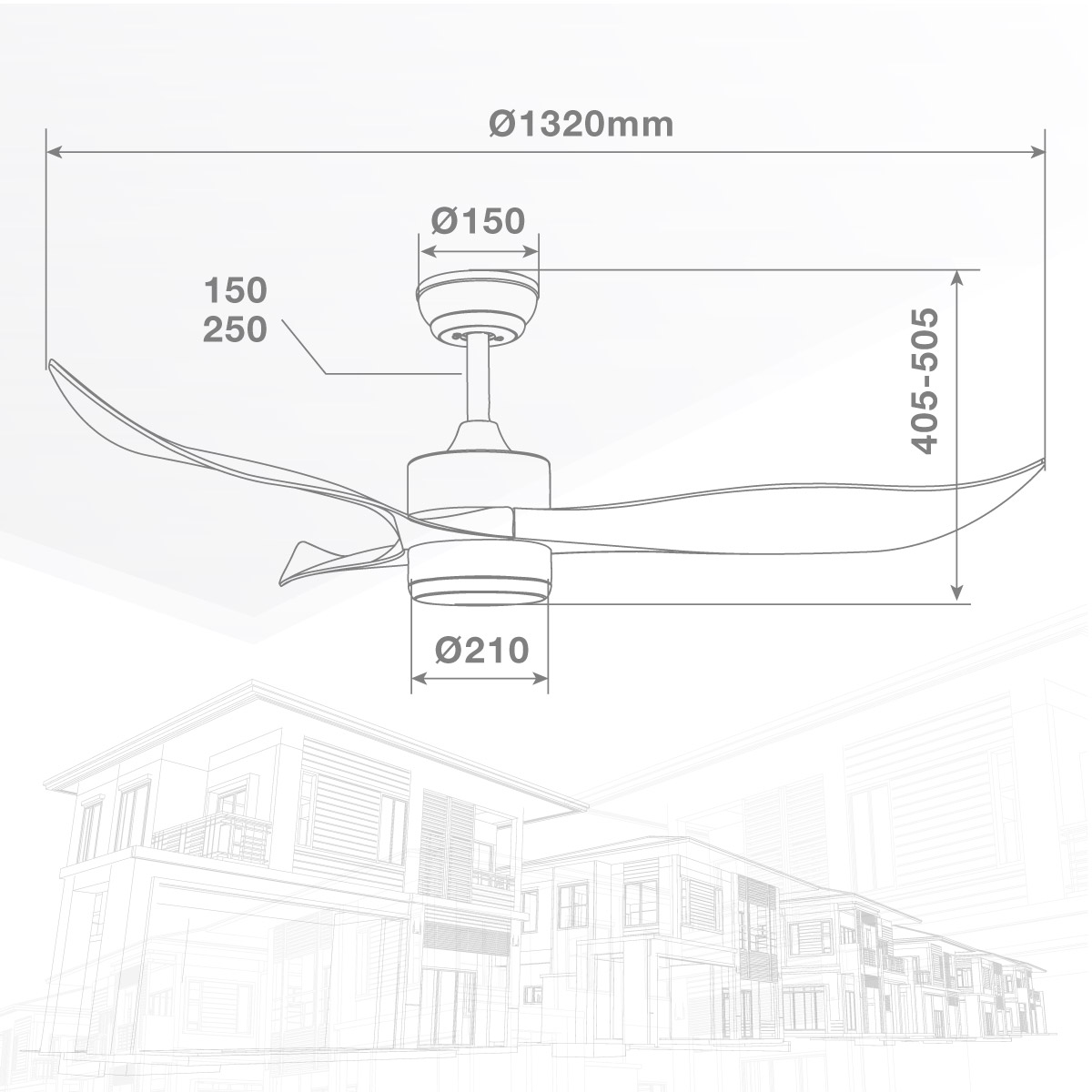 Ventilador techo Kota con luz CCT regulable y mando Ø132 3 aspas DC Blanco