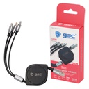 Cable cargador retáctil 3 en 1 (USB Tipo C, conector Lightining y Micro USB Tipo C)