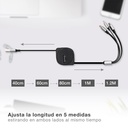 Cable cargador retáctil 3 en 1 (USB Tipo C, conector Lightining y Micro USB Tipo C)