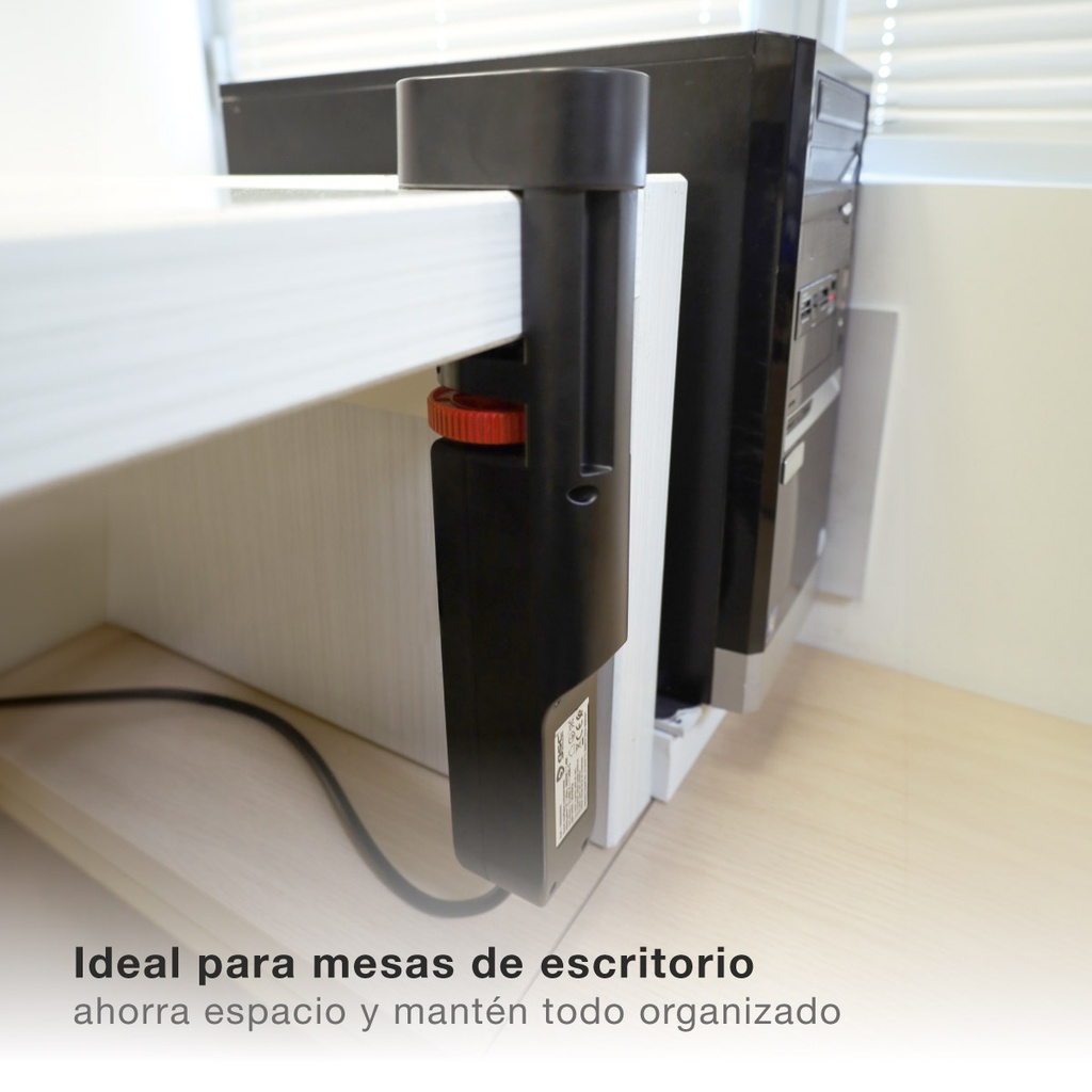 Base múltiple sobremesa 3T + 2 USB A + 1 USB Tipo C + Int (3x1.5mm) 1,4M Negro