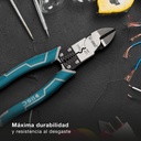 Alicate de corte diagonal 200mm con pelacables y crimpadora