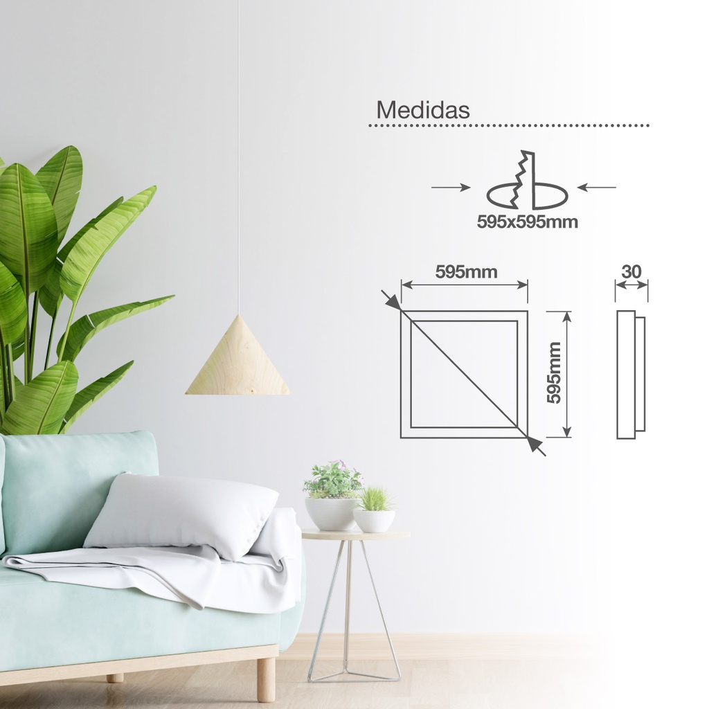 Panel empotrable ultrafino LED Sabha 59,5x59,5cm 40W 6000K Negro