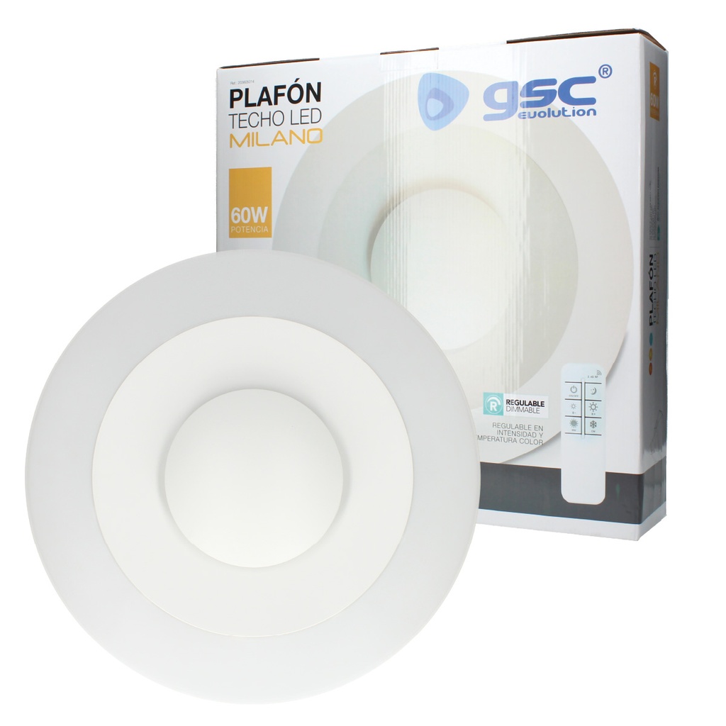 Plafon techo Milano + luz noche 30W (3000K - 6000K) y 60W (4200K) regulable