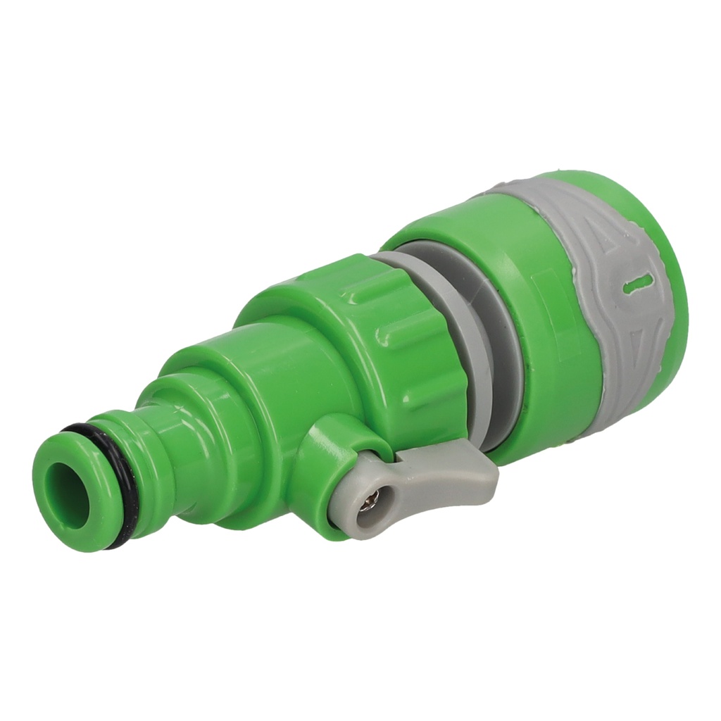 Conector manguera Ø1/2" - Ø3/8" - Ø5/8" - Ø3/4" con válvula ON/OFF