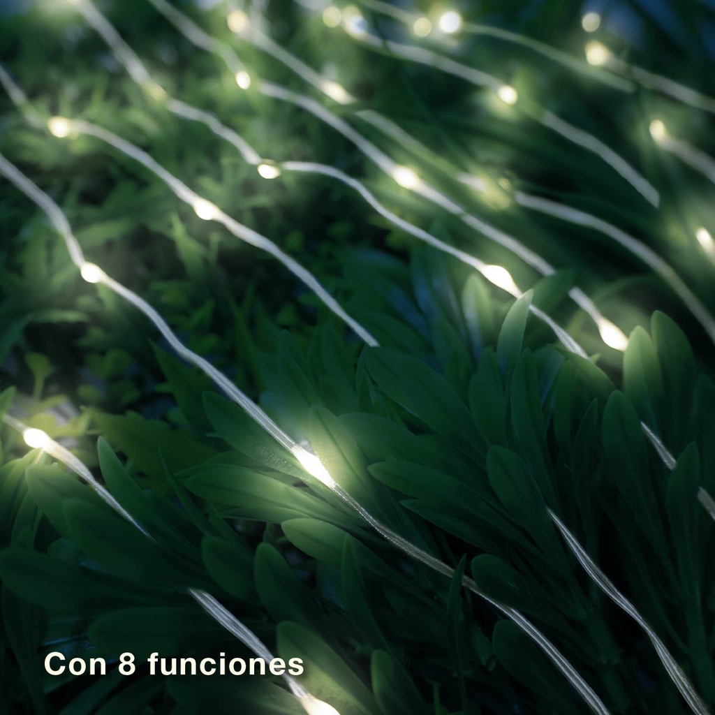 Guirnalda LED solar 10M 8 funciones Luz fría