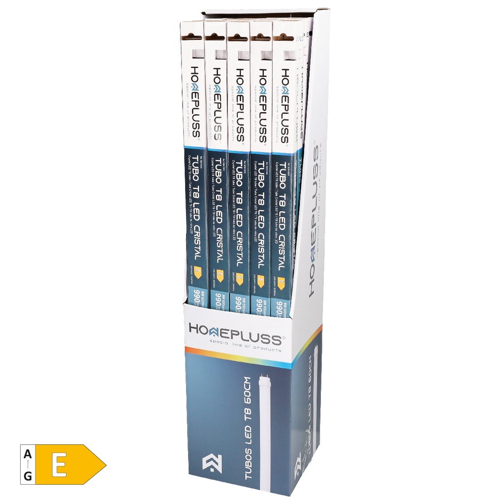 Tubo LED T8 cristal 60cm 9W 6500K - 25u caja exp