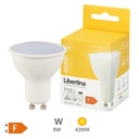 Bombilla LED dicroica 8W GU10 4200K - Libertina