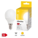 Bombilla LED esférica 6W E14 4200K - Libertina