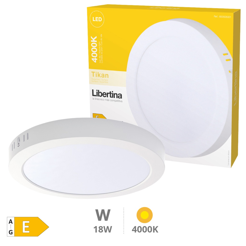Downlight superficie LED redondo Tikan 18W 4000K Blanco - Libertina