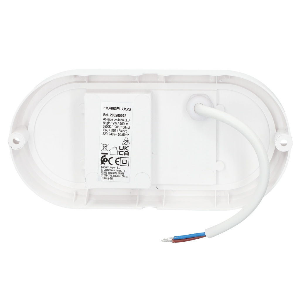 Aplique ovalado LED Anglo 12W 6500K IP65