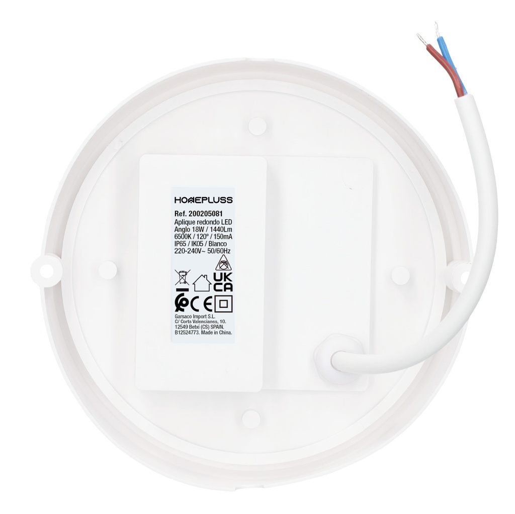 Aplique redondo LED Anglo 18W 6500K IP65