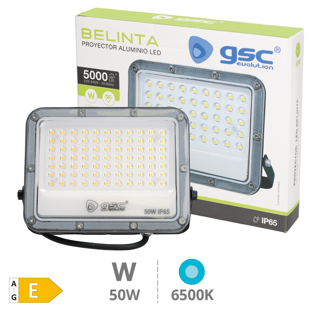 Proyector aluminio LED Belinta 50W 6500K IP65 Negro
