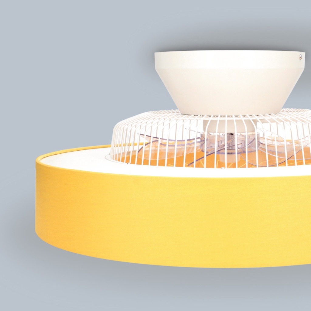Ventilador techo Box Fan Niskot con luz CCT regulable y mando Ø57 Beige