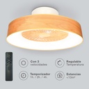 Ventilador techo Box Fan Niskot con luz CCT regulable y mando Ø57 Efecto madera