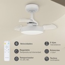 Ventilador techo Nacala con luz CCT regulable y mando Ø55 3 aspas retráctiles DC Blanco