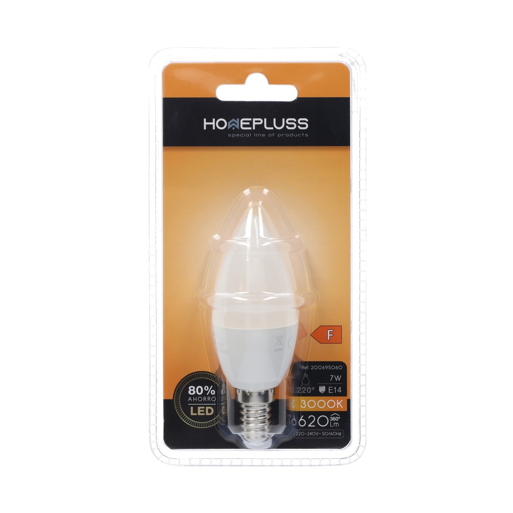 Bombilla LED vela 7W E14 3000K - 12u caja exp