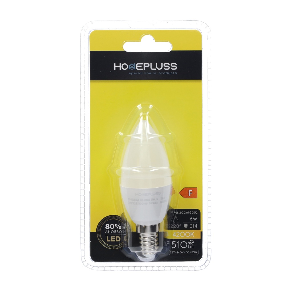 Bombilla LED vela 6W E14 4200K - 12u caja exp