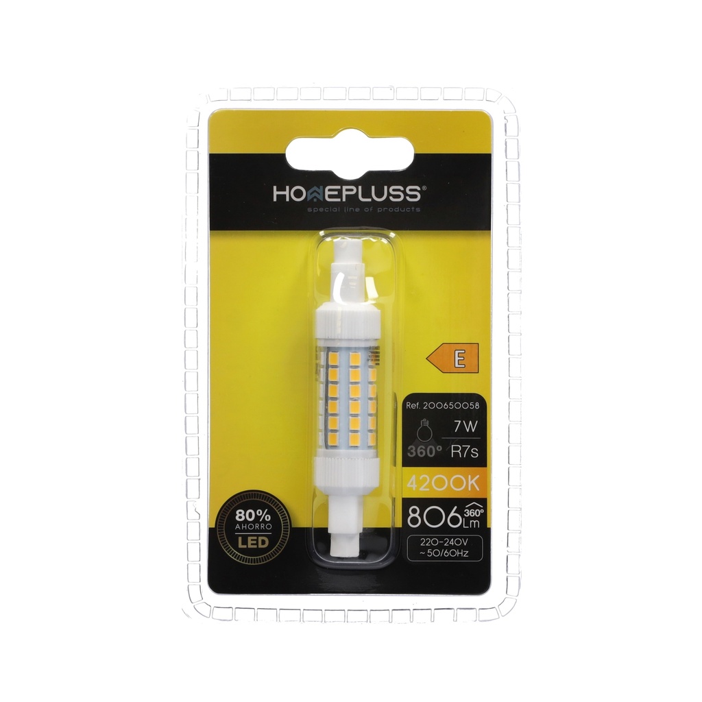 Bombilla LED lineal 78mm 7W R7s 4200K - 6u retráctil