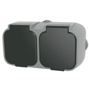 Base doble sucko de superficie IP54 Negro - 6u caja exp