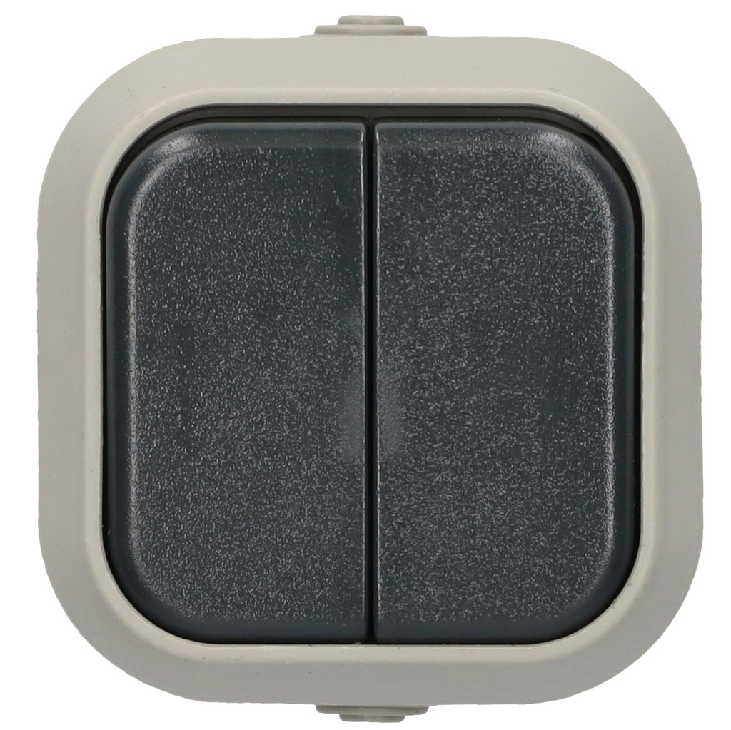 Doble interruptor de superficie  IP54 Negro - 6u caja exp
