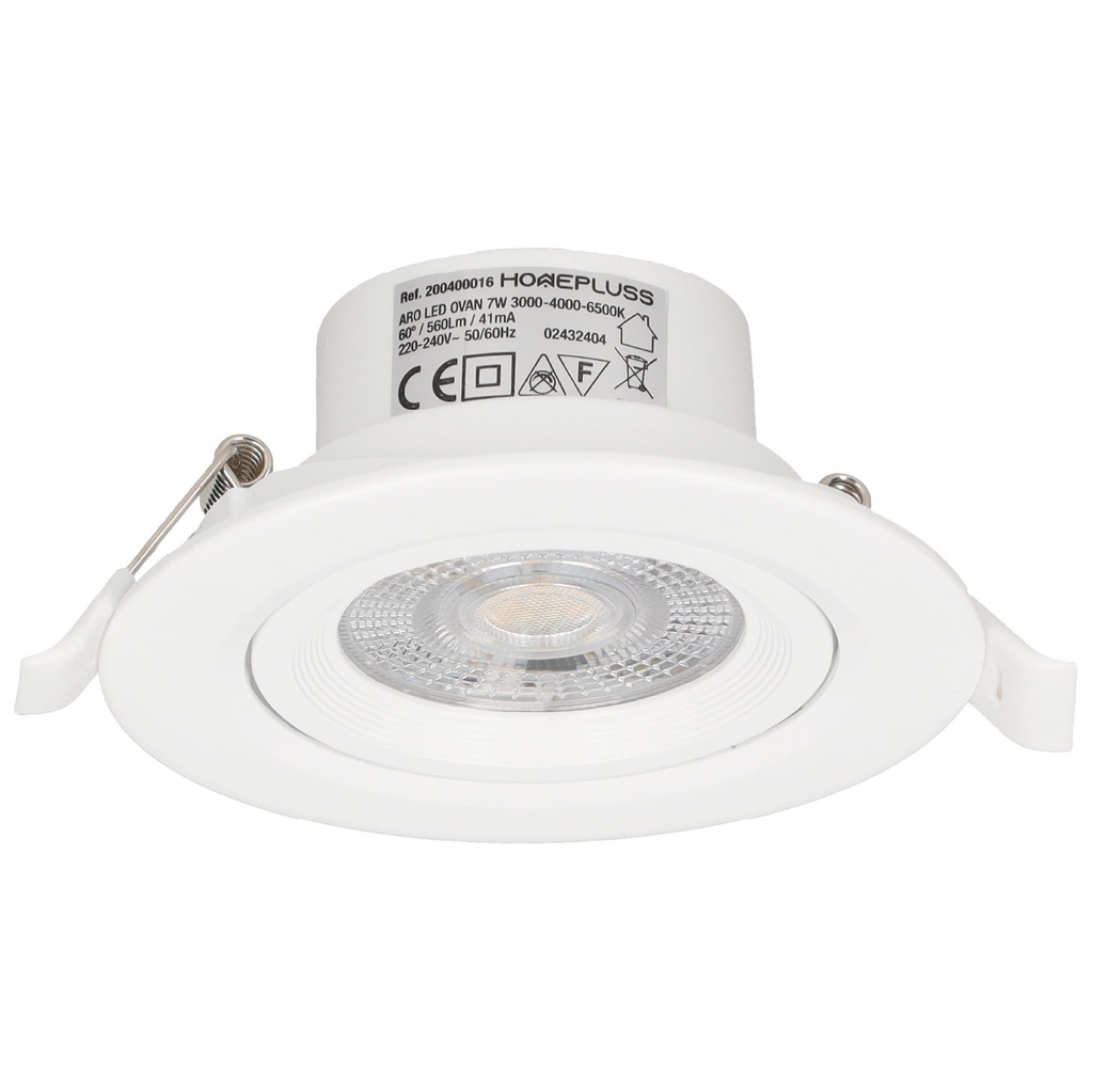 Aro basculante redondo empotrable LED Ovan 7W 3000-4000-6500K Blanco - Retráctil 10u