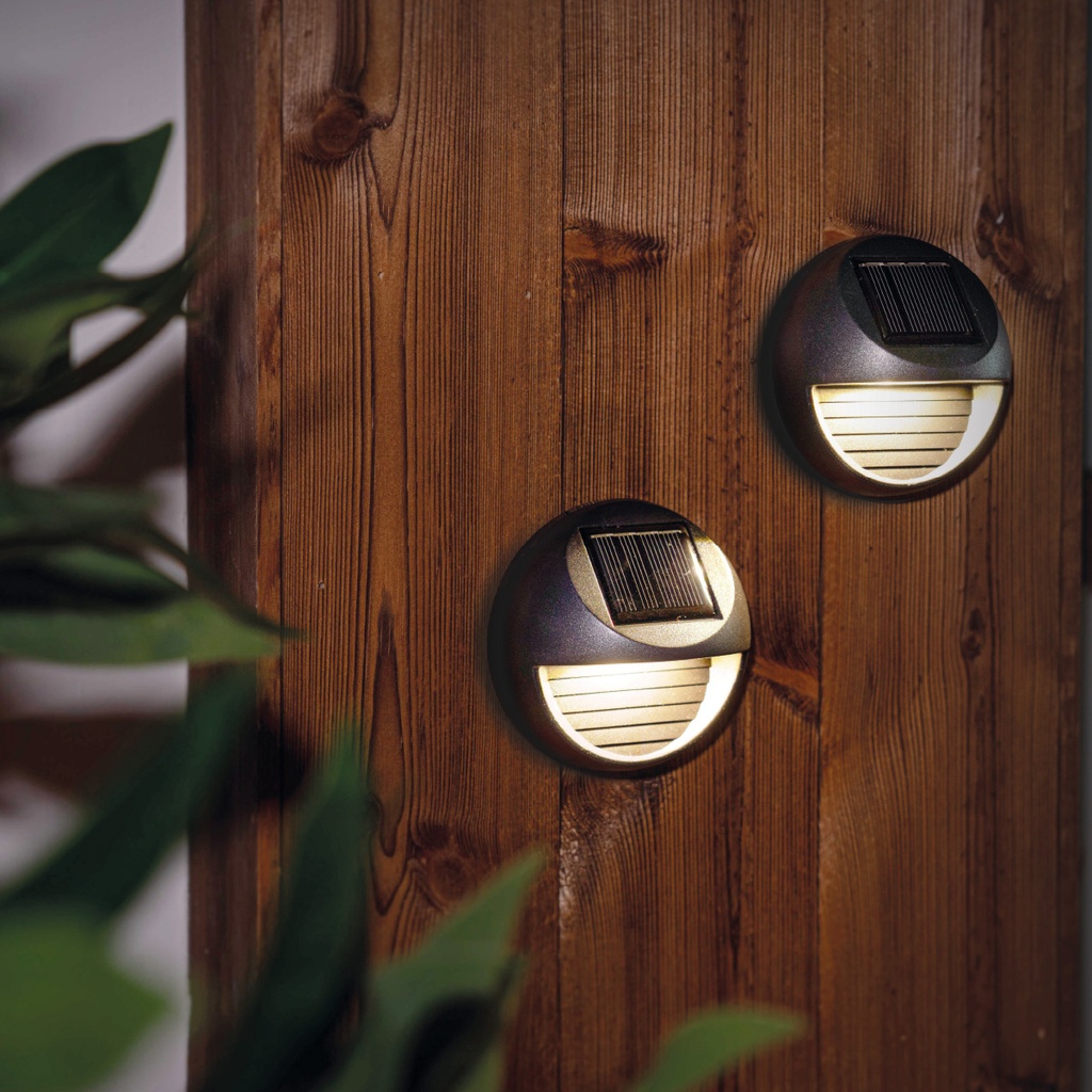 Pack 2 apliques solares LED Lismore con sensor crepuscular Luz cálida
