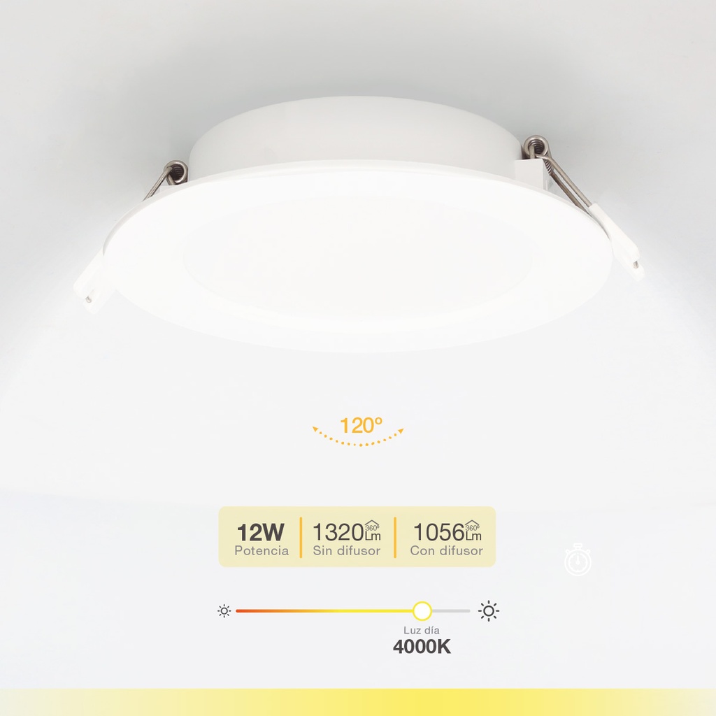 Downlight empotrable LED redondo Belabo 12W 4000K Blanco