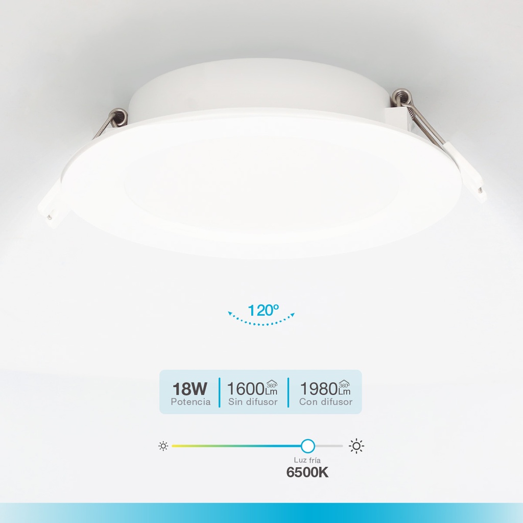 Downlight empotrable LED redondo Belabo 18W 6500K Blanco