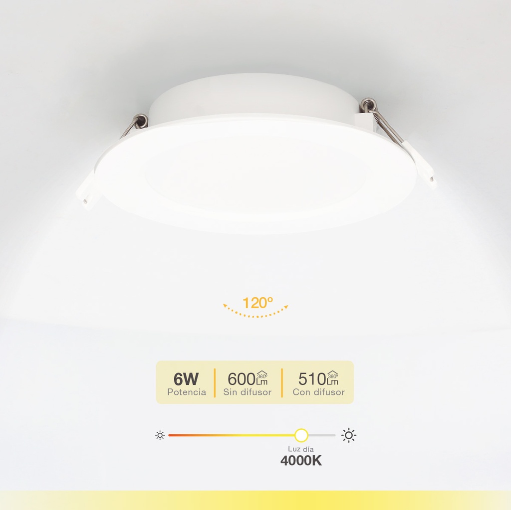 Downlight empotrable LED redondo Belabo 6W 4000K Blanco