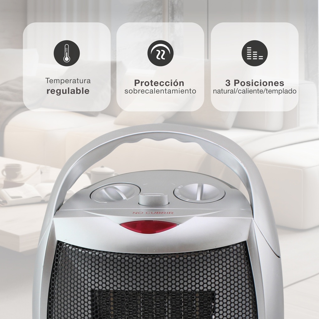 Calefactor eléctrico vertical giratorio cerámico Prata Máx. 1500W