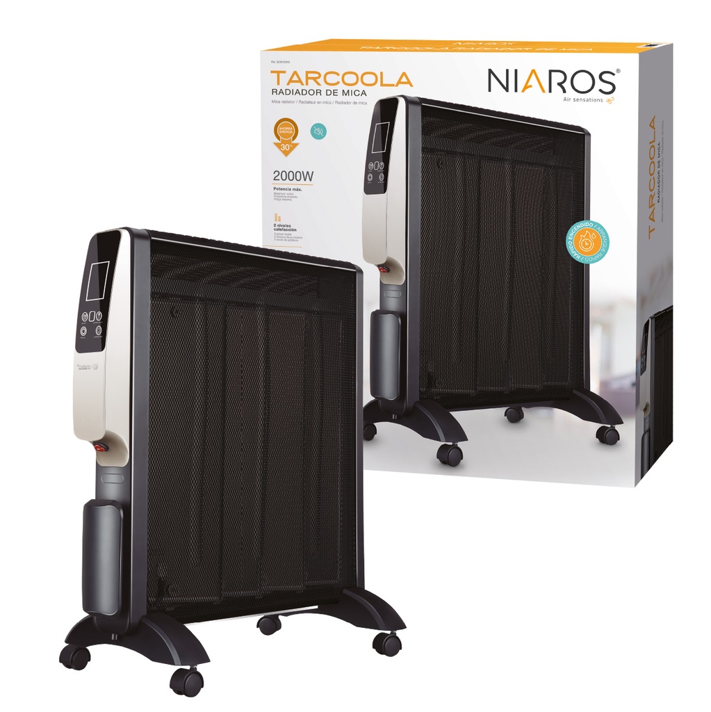 Radiador de mica Tarcoola con mando Máx. 2000W Negro