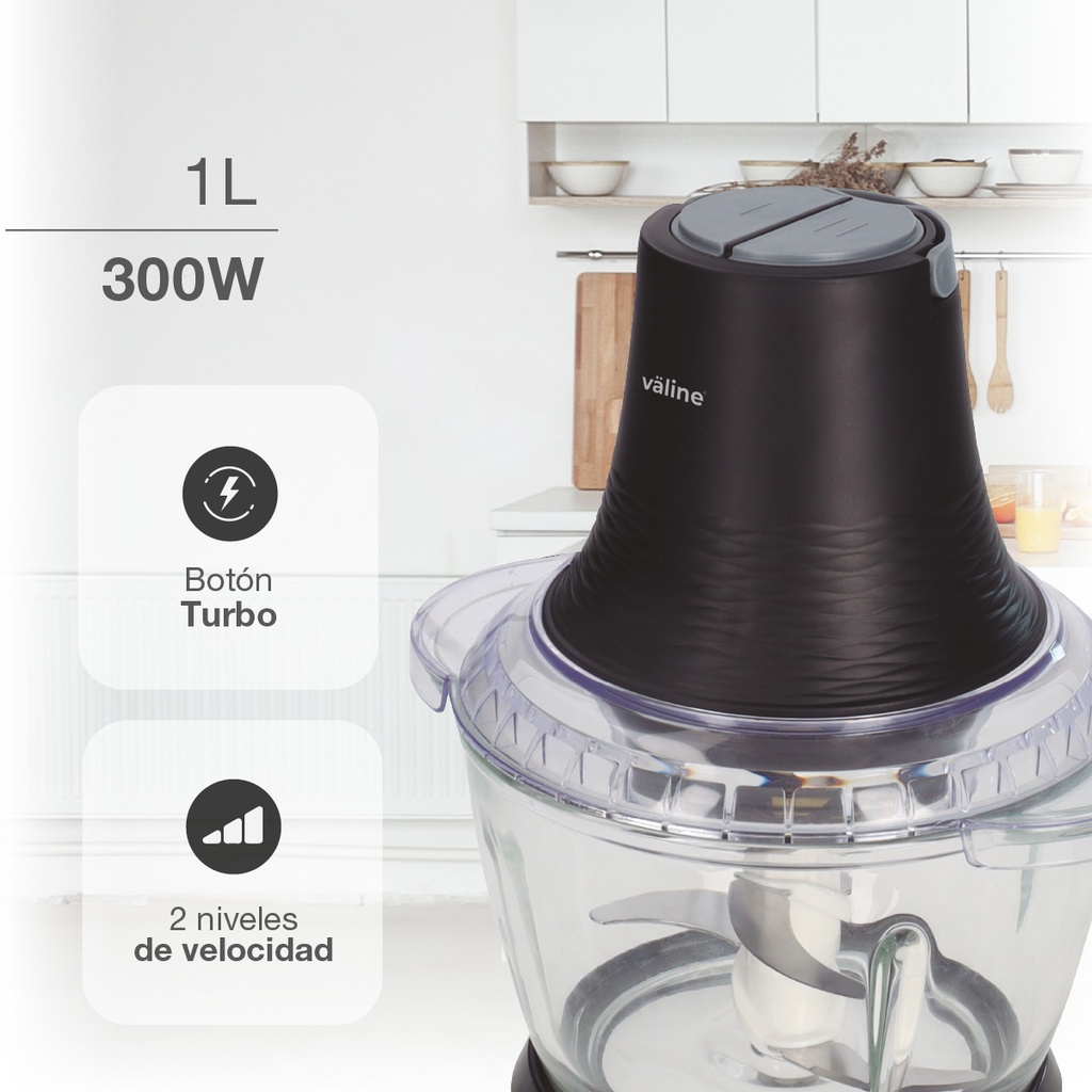 Picadora con recipiente de cristal Boali 1L 300W