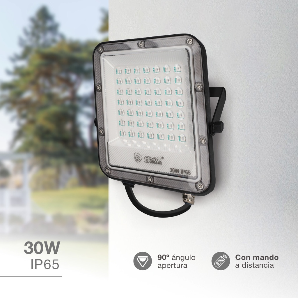 Proyector aluminio LED Kintore 30W RGB + 1800K IP65 Gris