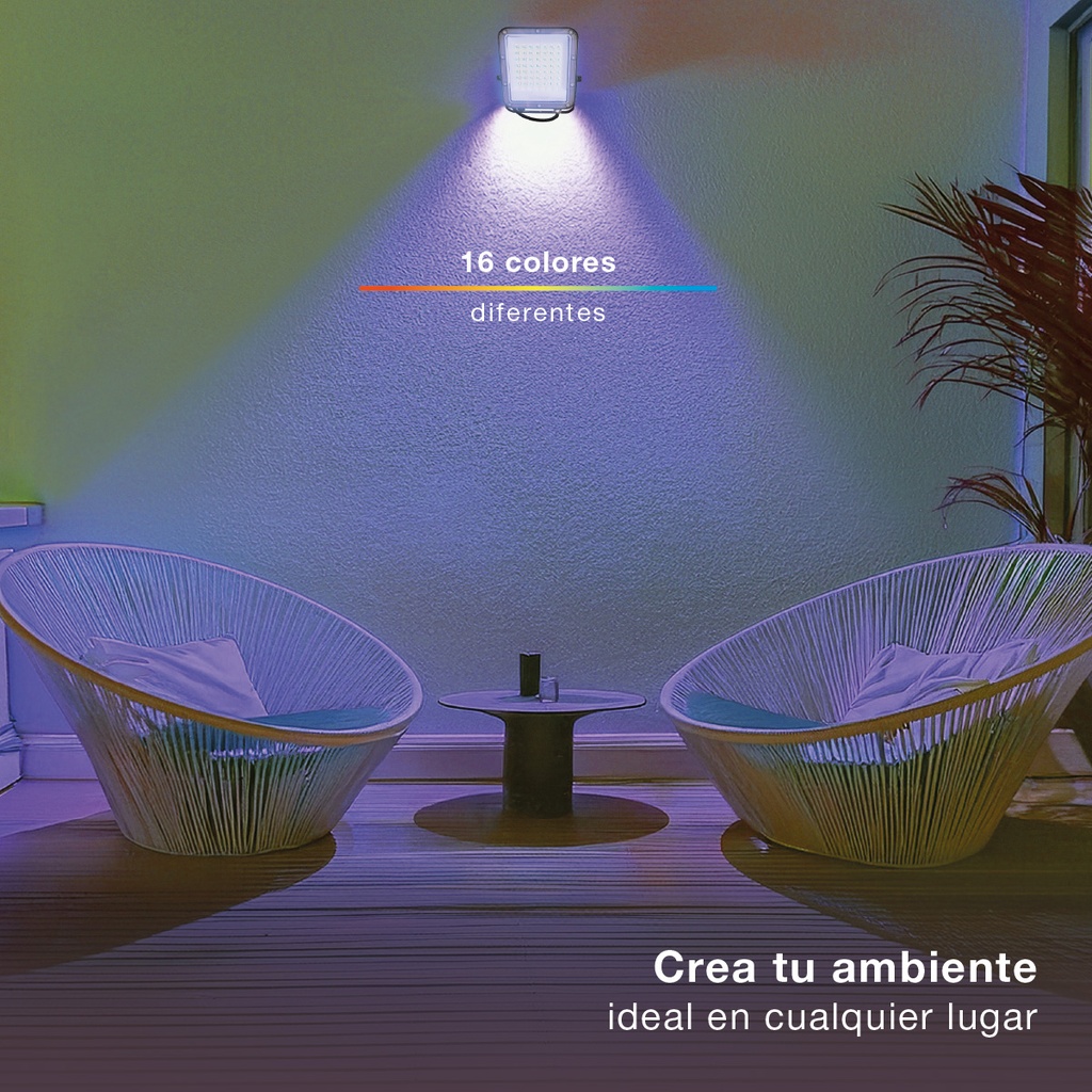 Proyector aluminio LED Kintore 30W RGB + 1800K IP65 Gris