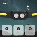 Linterna de cabeza LED COB con sensor 3W