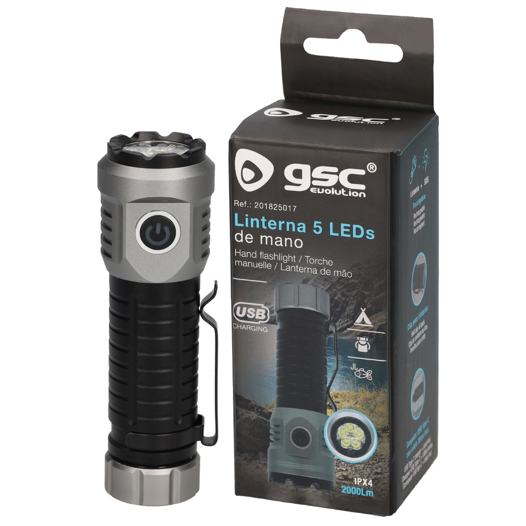 Linterna de mano 5 LEDs 20W