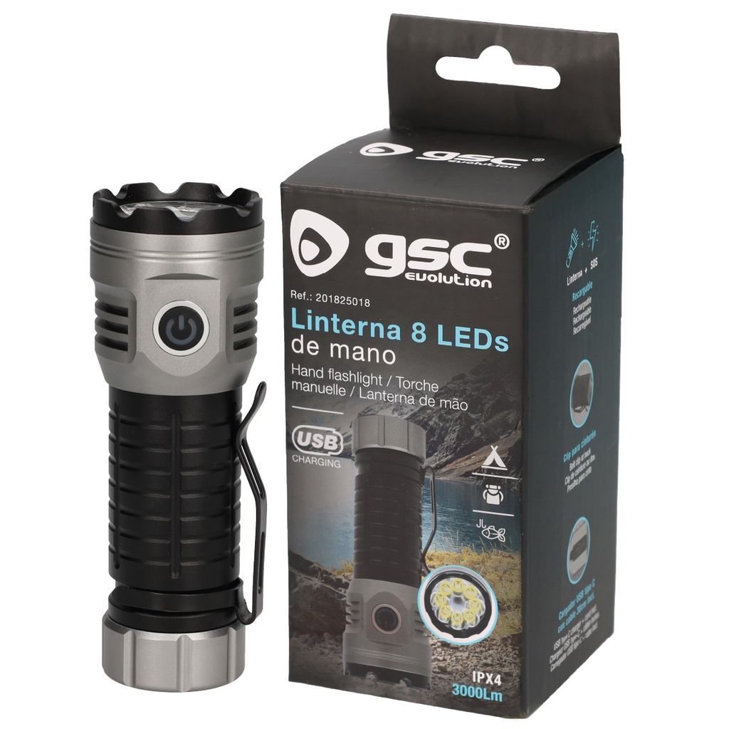 Linterna de mano 8 LEDs 30W