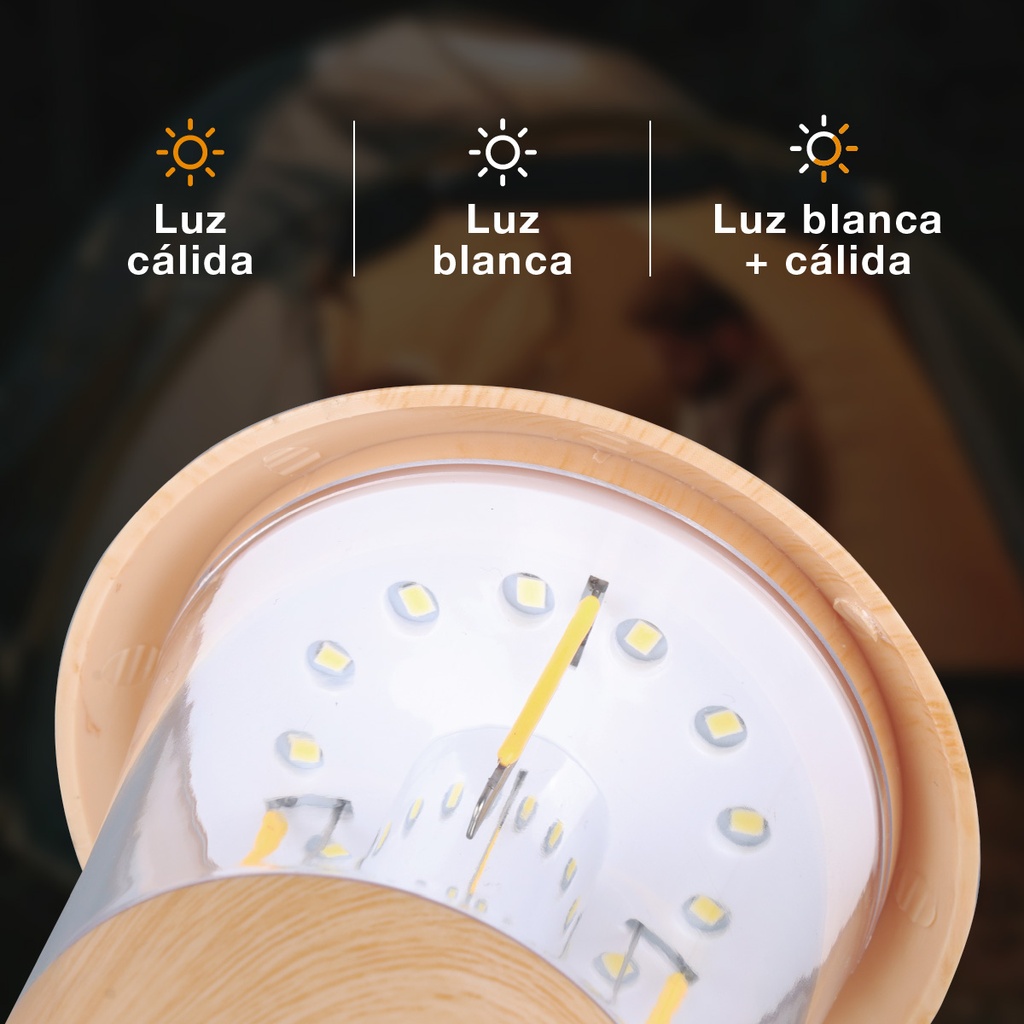 Linterna LED camping recargable USB 360lm