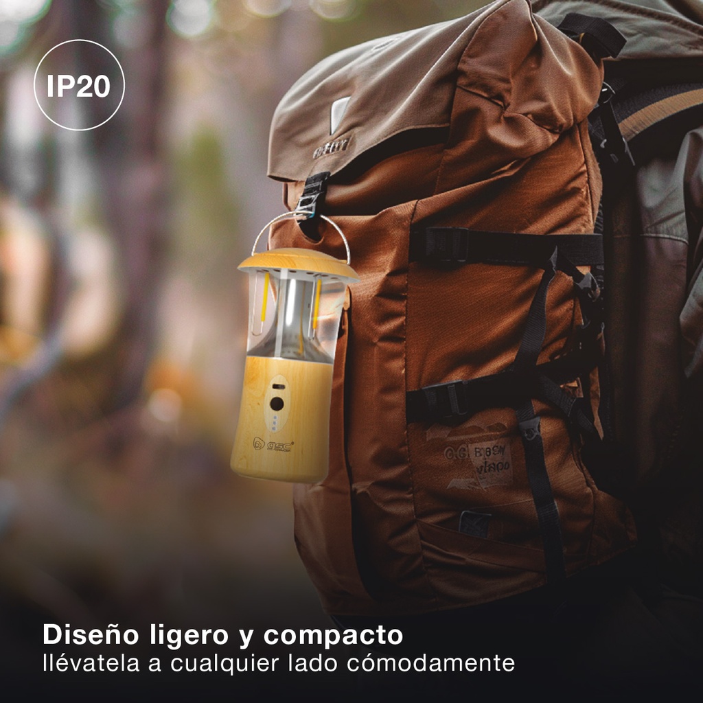 Linterna LED camping recargable USB 360lm
