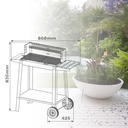 Barbacoa carro portátil Musters de acero para carbón 520mm x 270mm