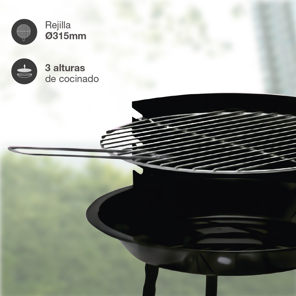 Barbacoa portátil Riglos de acero para carbón Ø355mm