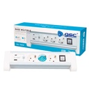 Base múltiple sobremesa 3T + 1 USB A + 1 USB Tipo C + Int (3x1.5mm) 1,4M Blanco