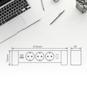 Base múltiple sobremesa 3T + 1 USB A + 1 USB Tipo C + Int (3x1.5mm) 1,4M Negro