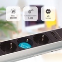 Base múltiple empotrable 3T + 1 USB A + 1 USB Tipo C (3x1.5mm) 1,4M