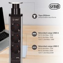 Base múltiple empotrable 3T + 1 USB A + 1 USB Tipo C (3x1.5mm) 1,4M